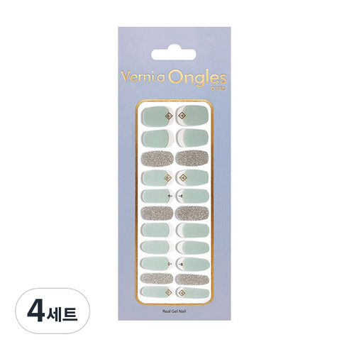베르니아옹글스 리얼 젤네일 스티커 22p + 파일 + 알콜솜 세트, V-57 비즈 유니버셜, 4세트