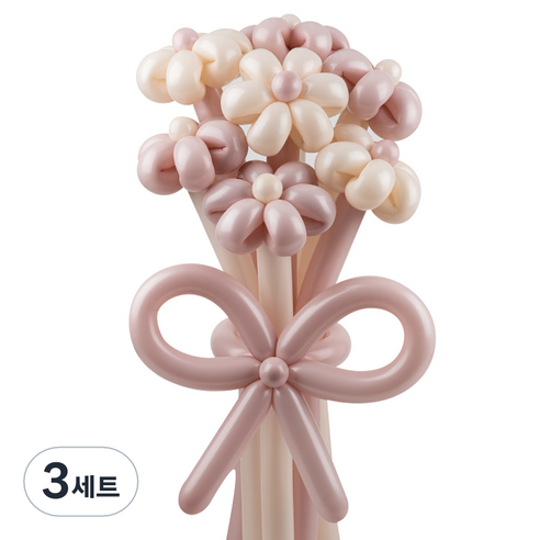 셈퍼텍스 요술풍선 데이지 튤립 꽃다발 만들기 세트, 더스크 크림핑크 2색혼합, 3세트