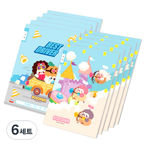 다다 피넛패밀리 국어 10칸 슬림초등노트 2종 x 5p 세트, 혼합색상, 6세트