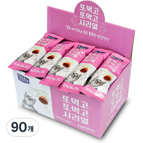 테비토퍼 고양이 또먹고또먹고 시리얼 스낵, 참치와게살, 20g, 90개