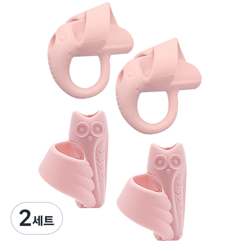 꼬사 연필교정기 코끼리 2p + 올빼미 2p, 핑크, 2세트