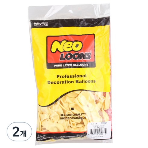 네오텍스 네오룬즈 13cm 라운드풍선 100p, 파스텔 아이보리, 2개