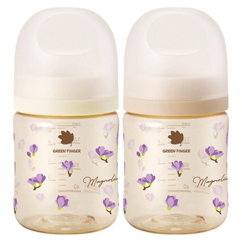 그린핑거 베베그로우 PPSU 노꼭지 젖병 트윈팩, 목련꽃, 160ml, 1세트