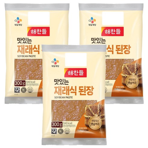 해찬들 맛있는 재래식 된장, 3개, 300g