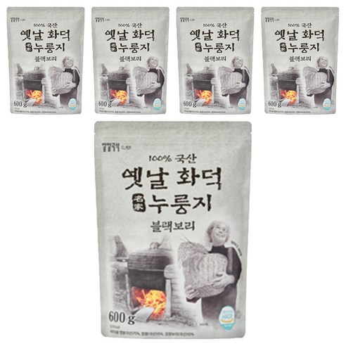 일일곡식 옛날 화덕 누룽지 블랙보리, 600g, 5개