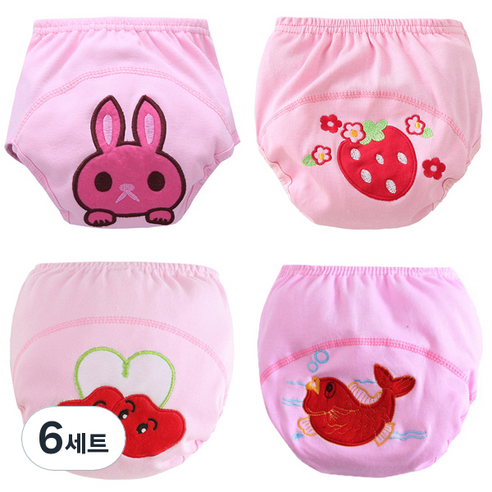 엠케이 여아용 앙증 조이멀티 순면 배변훈련팬티 4종세트, 랜덤 발송, 6세트