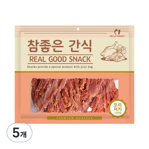 헬로도기 참좋은간식 건조간식, 오리져키, 600g, 5개