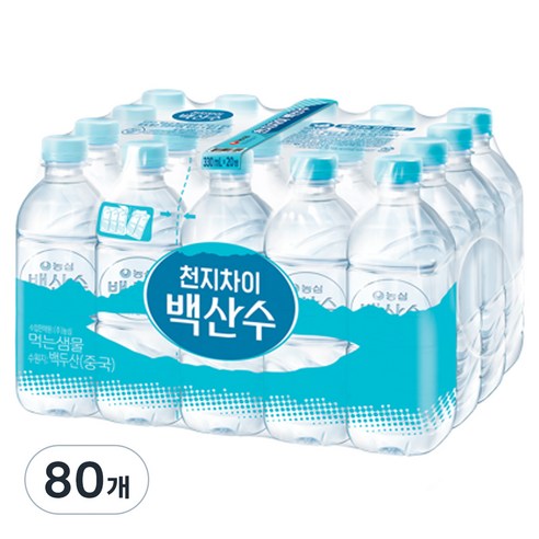 백산수 무라벨 생수, 330ml, 80개