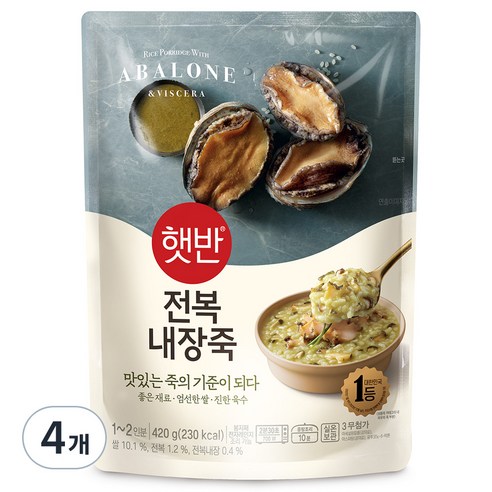 햇반 전복 내장죽, 4개, 420g