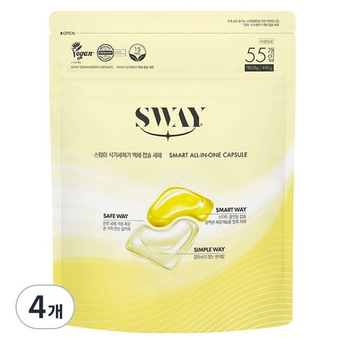 스웨이 식기세척기 액체캡슐 세제 55p, 440g, 4개