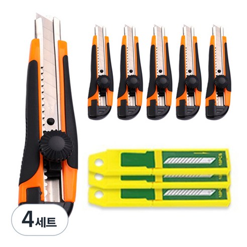다다 대형 전문가용 잠금식 스크류 러버 커터칼 6p + 날 30p, 랜덤발송, 4세트