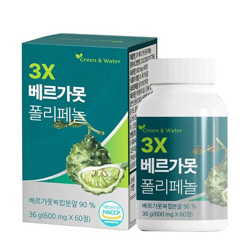 그린앤워터 3X 베르가못 폴리페놀 정 36g, 2개, 60정