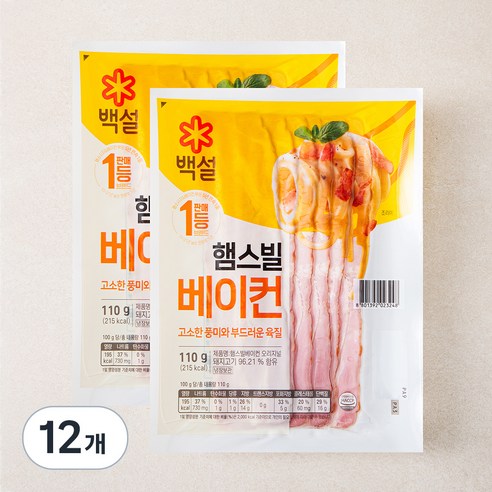 백설 햄스빌베이컨 오리지널, 110g, 12개