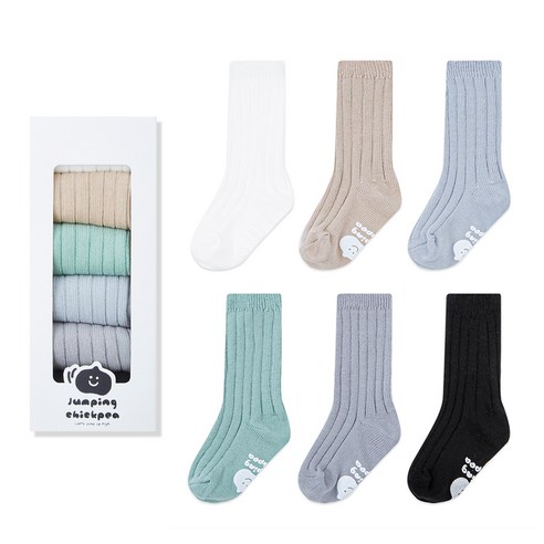 점핑칙피 유아용 롱 골지 양말 6종 + 선물 패키지 세트