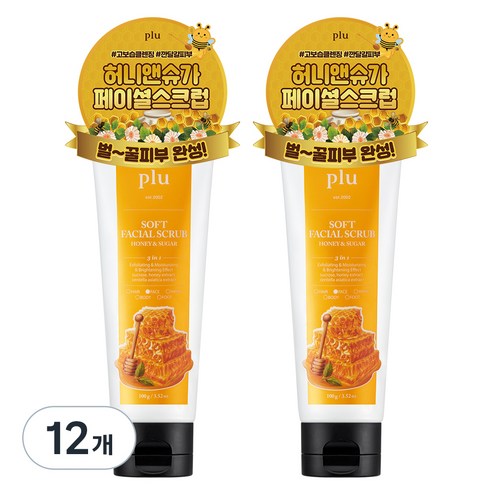 플루 소프트 페이셜 스크럽 허니 앤 슈가, 100g, 12개