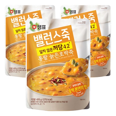 샘표 밸런스죽 통팥 늙은호박죽, 420g, 3개