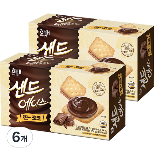 해태제과 샌드에이스 찐초코, 204g, 6개