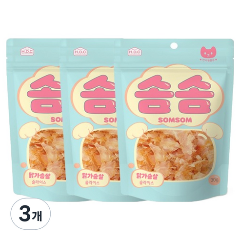 솜솜 반려동물 닭가슴살 슬라이스 간식 3p, 3개, 90g, 닭