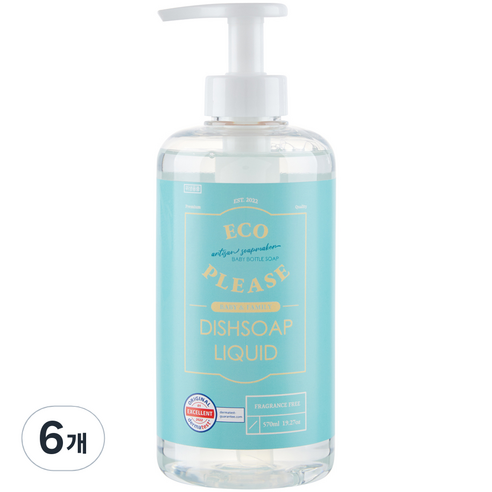 에코플리즈 젖병 세정제 & 주방 세제, 570ml, 6개