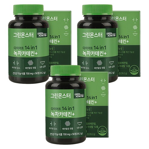 그린몬스터 다이어트 녹차카테킨플러스, 56정, 3개