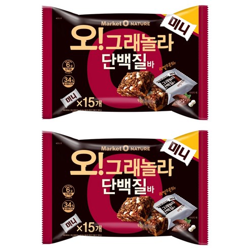 마켓오네이처 오 그래놀라 단백질바 미니, 192g, 2개