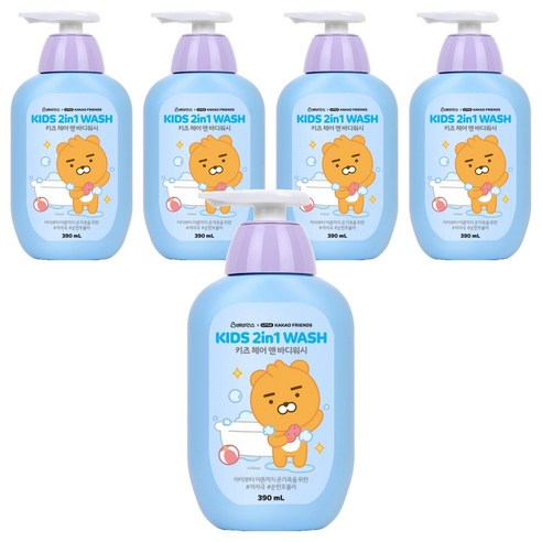 베비언스 리틀카카오프렌즈 키즈 헤어 앤 바디워시 블루, 390ml, 5개