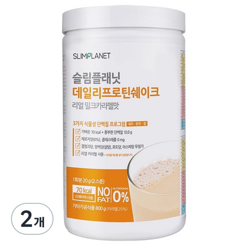 슬림플래닛 데일리프로틴쉐이크 벌크형 밀크카라멜, 2개, 800g