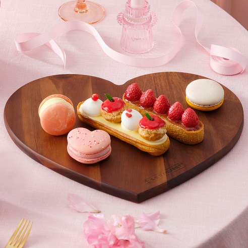 르크루제 하트 모양 우드 트레이 1개 르쿠르제접시