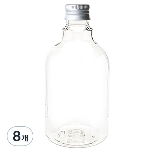 병도매닷컴 DN350 투명 음료용기 알루미늄 실버캡, 350ml, 8개