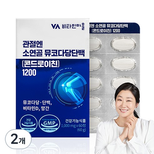 비타민마을 관절엔 소연골 뮤코다당단백 콘드로이친 1200, 60정, 2개