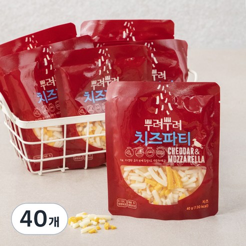 뿌려뿌려 치즈파티 체다앤모짜렐라 치즈, 40g, 1개입, 40개