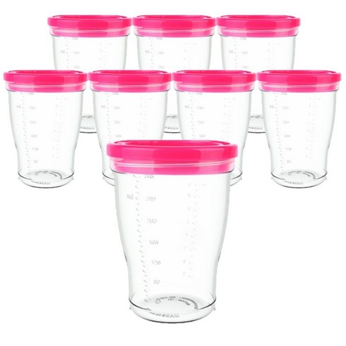 베베락 밀폐형 이유식 용기 280ml, 핑크, 8개
