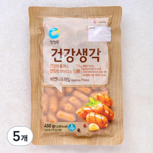 청정원 건강생각 비엔나 프라임, 450g, 5개