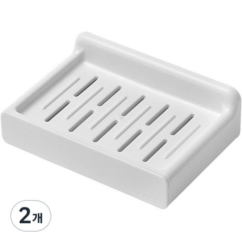 더자카 무타공 프리미엄 물빠짐 비누받침대 13 x 9.3 x 4.5 cm, 화이트, 2개