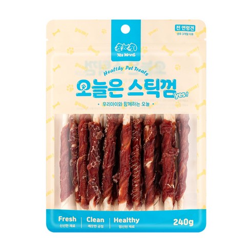 예스몽 오늘은 스틱껌 강아지 간식, 1개, 240g, 오리가슴살말이