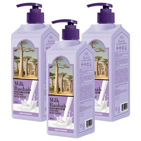 밀크바오밥 퍼퓸 바디워시 베이비파우더, 500ml, 3개