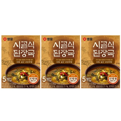 샘표 즉석 시골식된장국, 40g, 3개