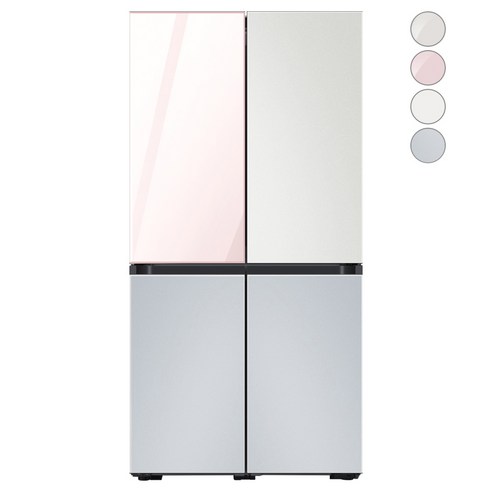 [색상선택형] 삼성전자 비스포크 프리스탠딩 냉장고 방문설치, RF85A9241AP, 코타 화이트 + 코타 페블 + 글램 핑크