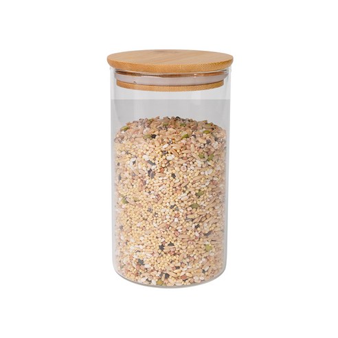 인블룸 원목뚜껑 원형 내열유리병, 750ml, 1개
