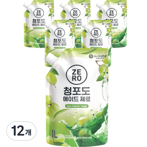 맥널티커피 청포도 에이드 제로, 12개, 1L