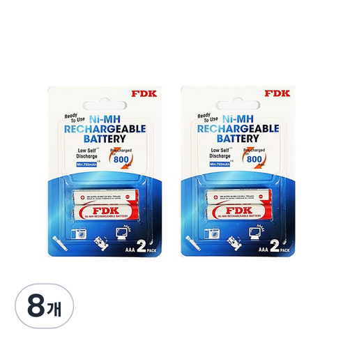 FDK 니켈수소 충전지 AAA 800mAh, 2개입, 8개