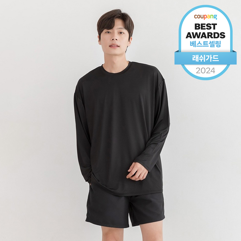 래시플 남성용 루즈핏 박시 래쉬가드 상의 + 보드숏 세트
