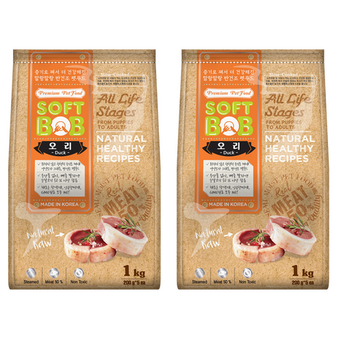 인터펫코리아 전연령 강아지 소프트밥 건식사료, 오리, 1kg, 2개