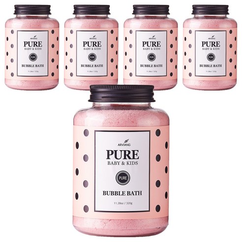 아르비앙 유아용 퓨어 버블바스 거품입욕제 보들보들 스윗로즈, 320g, 5개