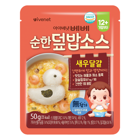 아이배냇 유아용 순한 덮밥소스 새우달걀, 혼합맛(새우/달걀), 50g, 1개