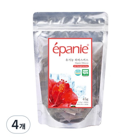 에빠니 유기농 히비스커스 삼각망 티백 숏컷 여름용, 1.5g, 30개입, 4개