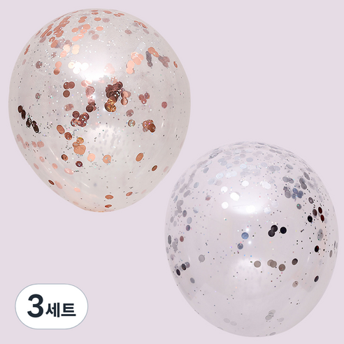 컨페티벌룬 스타링 30cm 로즈골드 10p + 실버 10p 세트, 로즈골드 +실버, 3세트