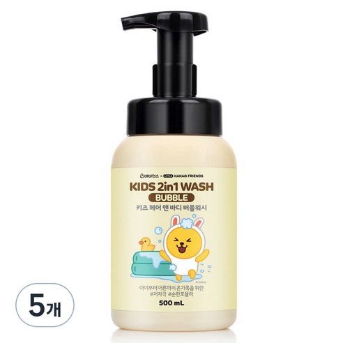 베비언스 카카오 무지 키즈 헤어 앤 바디 버블 워시 올인원클렌저, 500ml, 5개