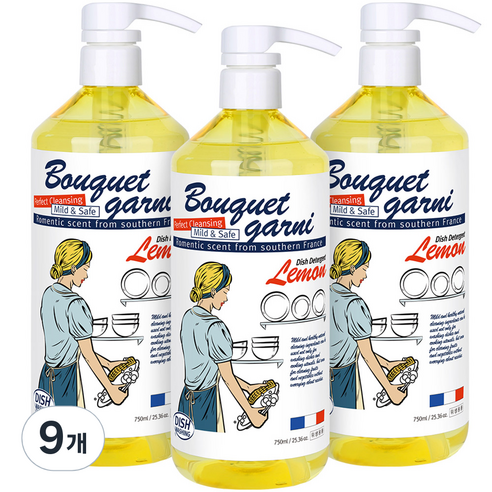 부케가르니 에코 1종 주방세제 레몬향, 750ml, 9개