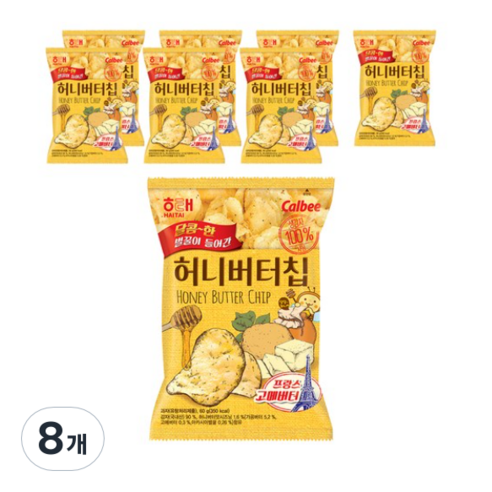 해태제과 허니버터칩, 60g, 8개